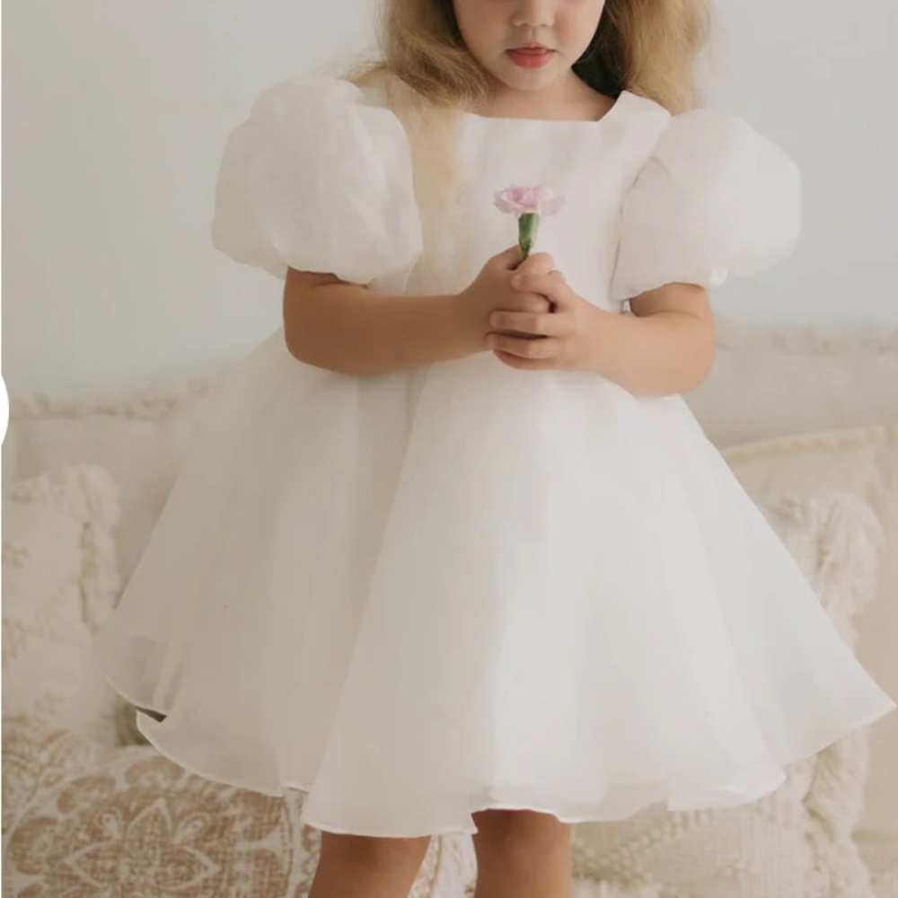 Elegant White Kids Formal Dress